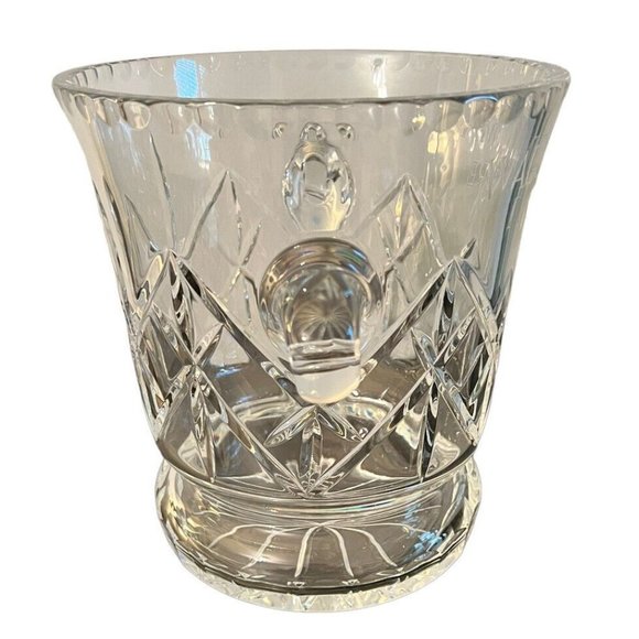 Genuine Hand Cut Zawiecie 24%  Lead Clear Crystal Ice Bucket With Handle Poland - Picture 2 of 8